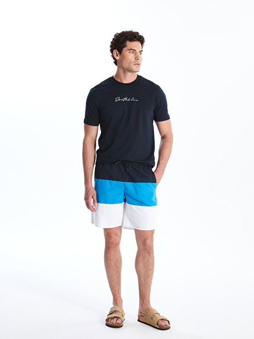 K?sa Boy Renk Bloklu Erkek Deniz ?ortu