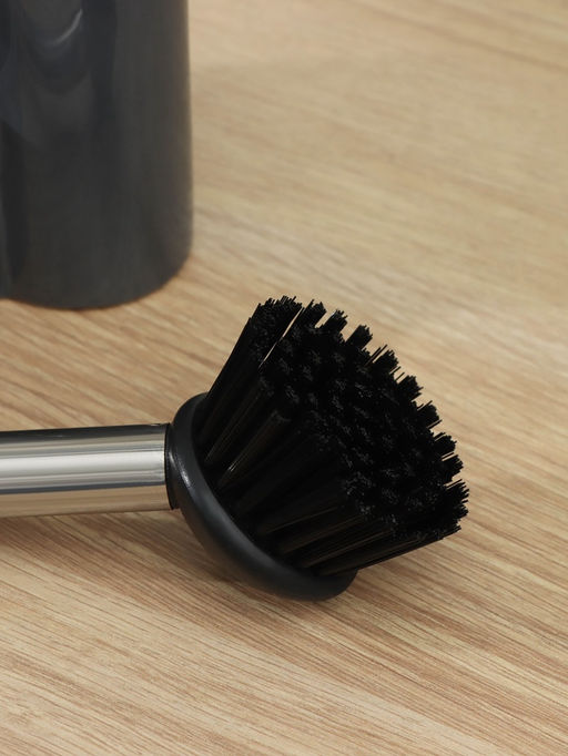 Дозатор для моющего средства Доляна «Милитари», 370 мл, с губкой и щёткой, серый