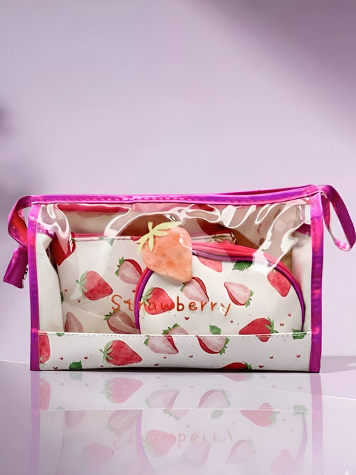 Sunflower Набор косметичек с принтом Клубнички 01 TY, 3 шт., розовый фото 3