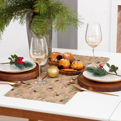 Дорожка на стол новогодняя Этель Spruce branches 30?70 см, 100% хлопок, саржа 190 г/м?, бежевая