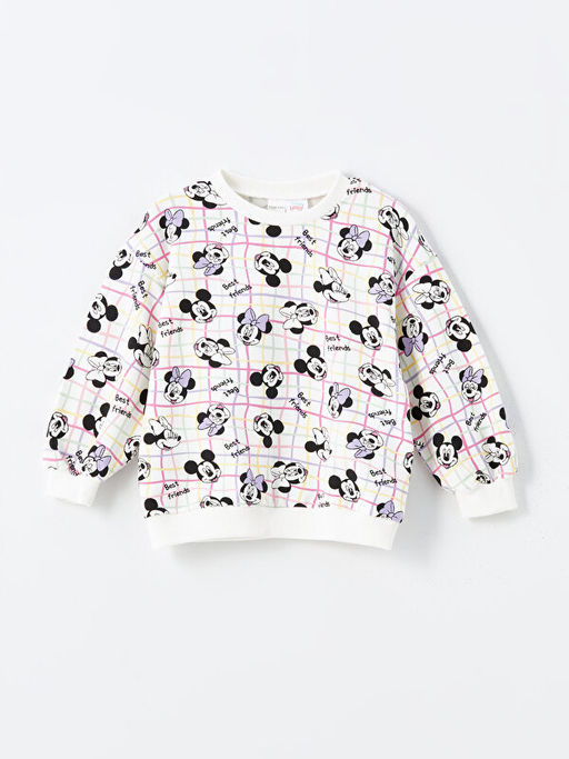 Bisiklet Yaka Minnie Mouse Bask?l? K?z ?ocuk Sweatshirt