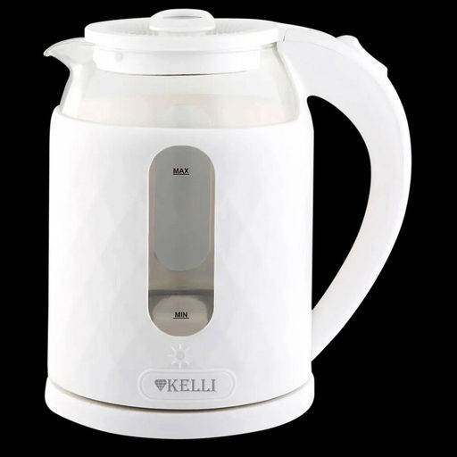 Чайник электрический "Kelli" 1,8л, комбинированный корпус стекло/пластик, термостойкое боросиликатное стекло, внутренняя подсветка, автоматическое отключение, поворачивающийся корпус на 360, закрытый нагревательный элемент, защита от перегрева, мощн