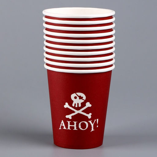 Цена за 10 шт. Стакан бумажный Пираты, 250 мл - Страна карнавалия фото 2