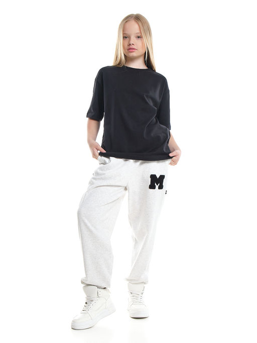 Брюки спортивные с эмблемой 22-7611 светло-серый меланж - Mini maxi фото 39