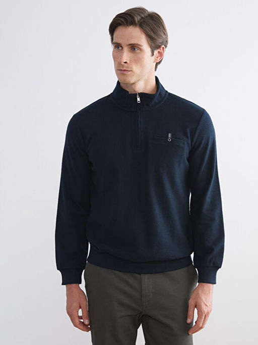 Fermuarl? Dik Yaka Erkek Sweatshirt
