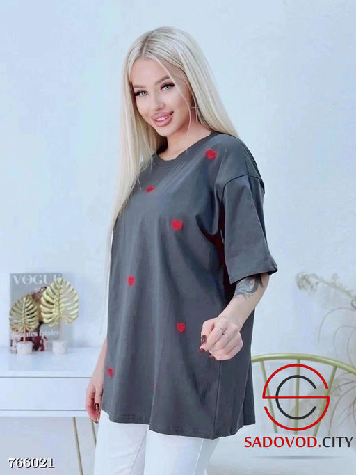 Футболка оверсайз с принтом сердечки - Bruno фото 6