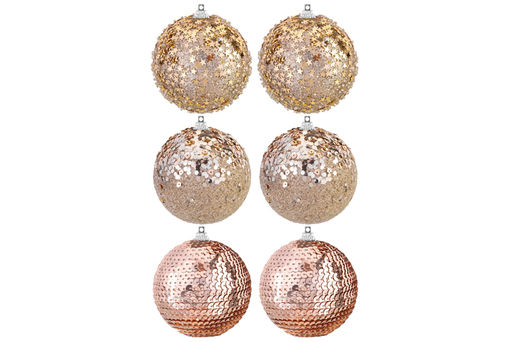 Набор 6 новогодних шаров 8*8 см Шампань - Elan gallery фото 4