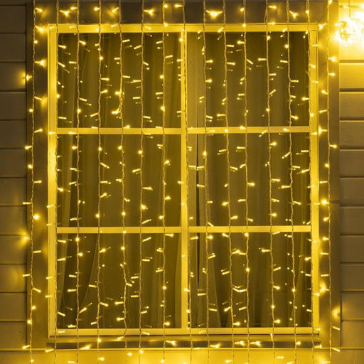 Гирлянда «Занавес» 2×6 м, IP65, УМС, белая нить каучук, 1000 LED, свечение тёплое белое, 220 В