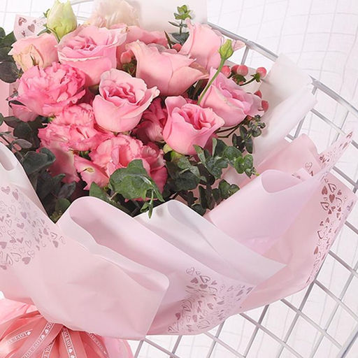 Цена за 20 шт. Плёнка матовая для цветов, с рисунком Амур, сиреневая, 60?60 см