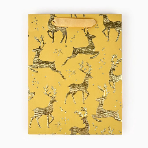 Пакет подарочный новогодний ламинированный «Олени», MS 23×18×10 см