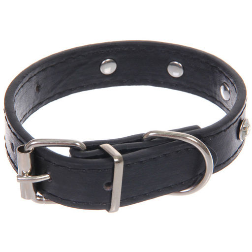 Цена за 3 шт. Ошейник для собак и кошек со стразами "На стиле", цвет черный, 2см, размер XS, 20*25см (лейбл)