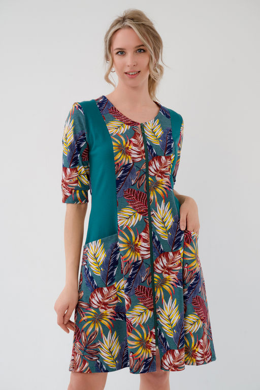 Халат женский из кулирки Любовь осенние листья