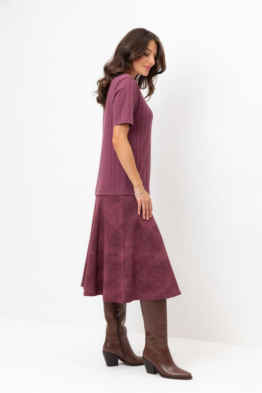 ЕВТ 7024/сливовое вино,эффект замши юбка жен