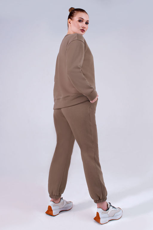 Арт. 2911 Костюм с начесом женский 44-52 (5 шт) Цвет:верх- бежевый, низ- бежевый - Калинка фото 3