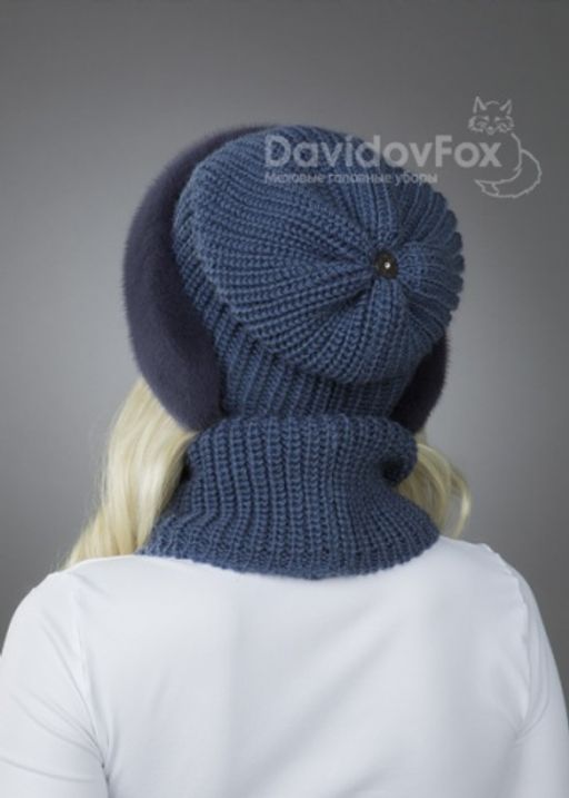 шапка Ника норка трикотаж байкал - Davidovfox фото 4