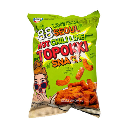 Чипсы токпокки со вкусом острого чили и лайма Surasang, Корея, 100 г Акция