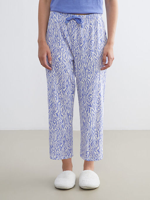 Beli Lastikli Desenli Kad?n Kapri Pijama Alt?