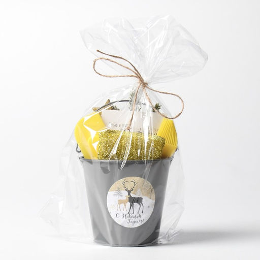 Набор новогодний подарочный Доляна Олени : полотенце 30?60, лопатка, кисть, губка