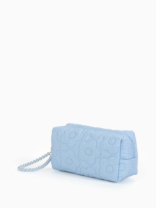 Косметичка женская «Цветочек», ручка из бусин, голубая