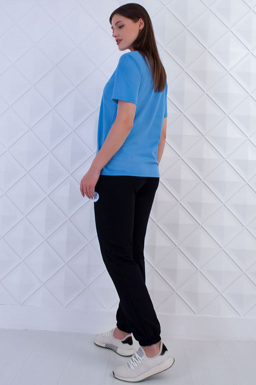 Арт. 21368 Костюм с брюками женский 42-50 (5 шт) Цвет:верх-голубой,низ-черный - Калинка фото 5