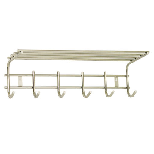 Вешалка для одежды 6 крючков с полкой метал. (хром)