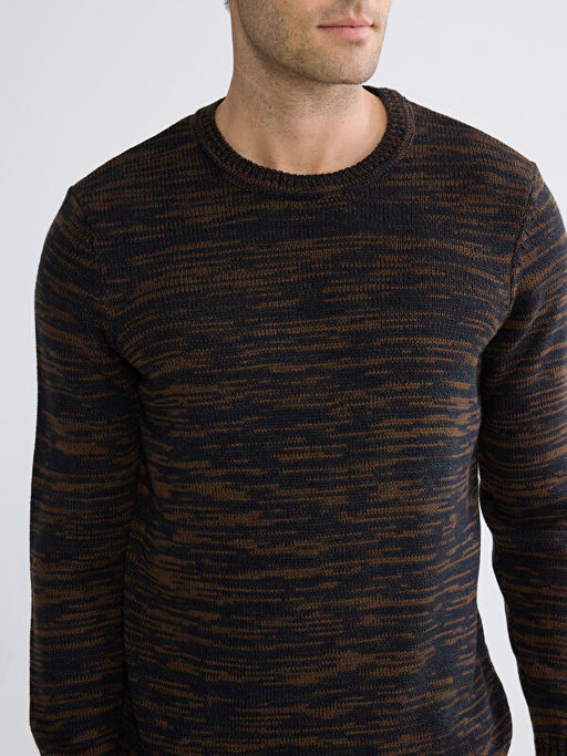 Bisiklet Yaka Desenli Erkek Triko Kazak