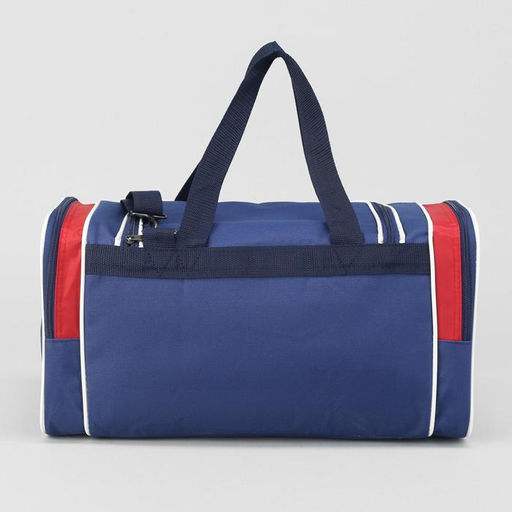 Сумка спортивная, 3 отдела на молниях, наружный карман, длинный ремень, средний размер, цвет синий/красный