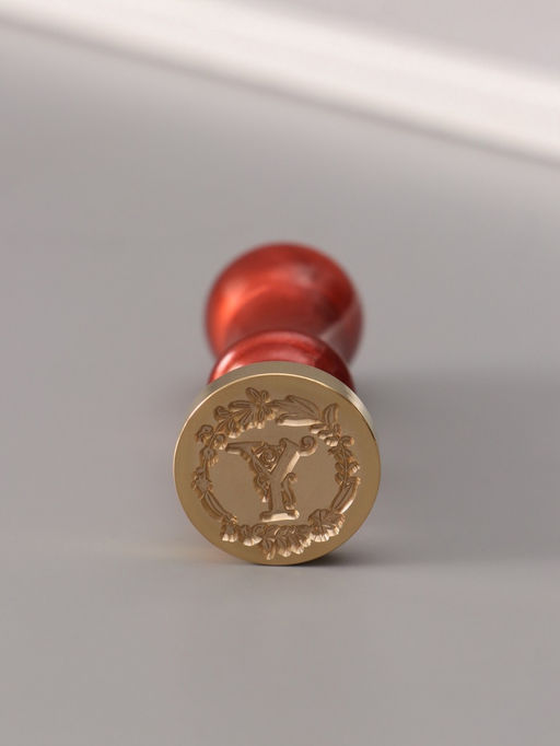 Печать для сургуча с пластиковой ручкой «Венок с буквой Y», 2.5×2.5×6.3 см