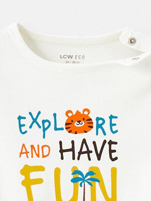 Bisiklet Yaka Bask?l? K?z Bebek ??t??tl? Bodysuit