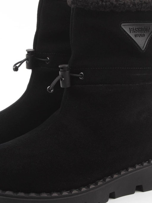 04-PAL273-1Z BLACK Ботинки зимние женские (натуральная замша, 100% шерсть)