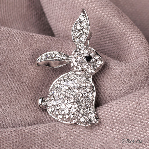 Брошь Зайка 4 см / GM352 /уп 12/ серебро