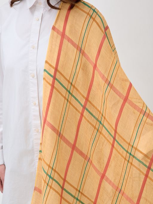 ЛЕН ХЛОПОК ВИСКОЗА Большой, красивый двусторонний палантин с необычной выработкой по всему полотну изделия - Tantino фото 4