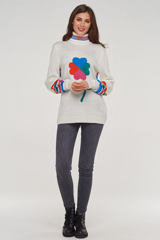 Свитер женский молоко/зеленый лес/бутон розы/оранжевая осень/звездный BE YOU