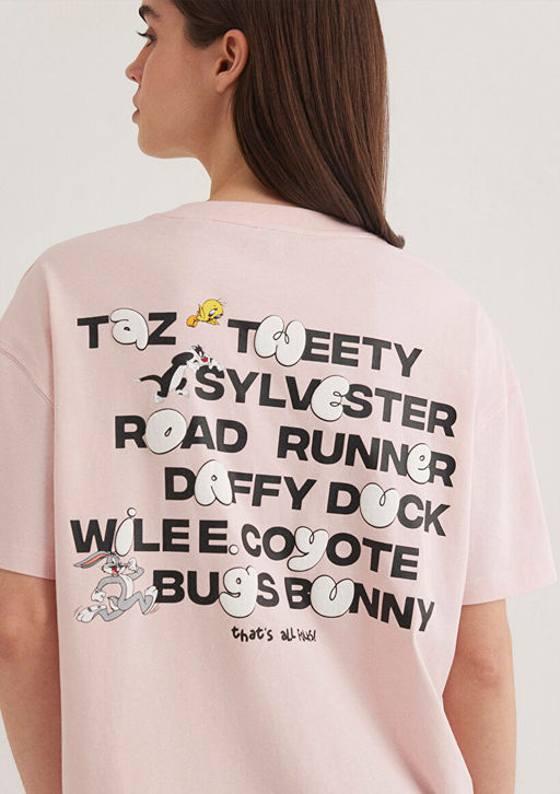 Looney Tunes Bask?l? Pembe Tisort - Mavi фото 2