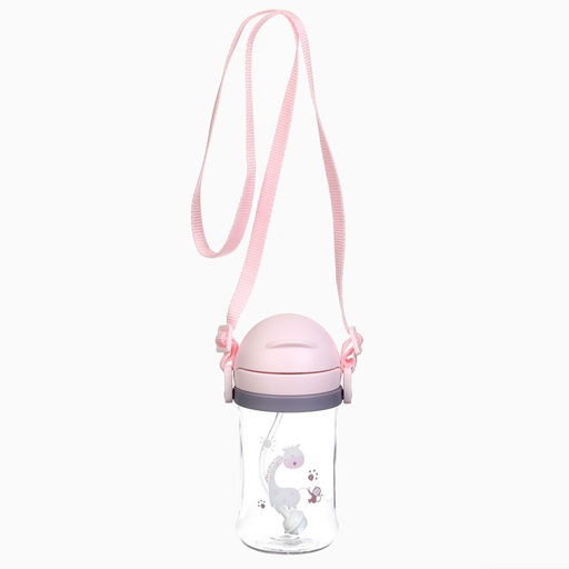 Поильник - непроливайка детский Крошка Я с силиконовой трубочкой и грузиком, от 9 мес., 350 мл., на ленте, розовый