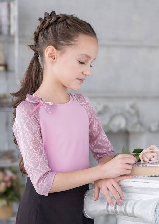 Дорис, блузка трикотажная яр.розовый/122-60-54 - Alolika фото 2