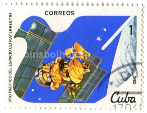 Марка Космический корабль 1982 год Куба