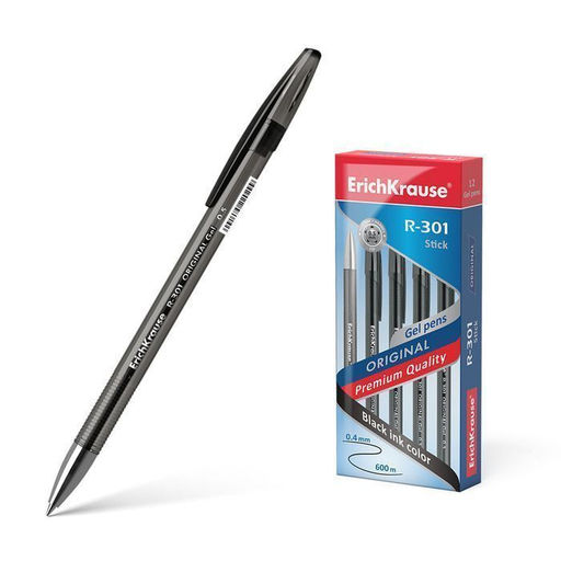 Цена за 2 шт. Ручка гелевая ErichKrause Original Gel Stick R-301 0,5 мм черная, круглый корпус