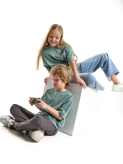 Футболка фисташковая детская хлопок подросткам 22-7627 фисташковый - Mini maxi фото 6