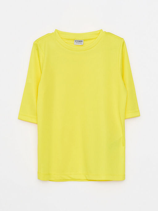 Bisiklet Yaka Basic K?sa Kollu Erkek ?ocuk Y?zme Giyim ?st