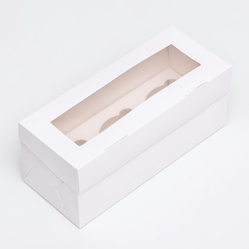 Цена за 2 шт. Коробка для 3 капкейка с окном, целлюлоза, 25×10×10 см