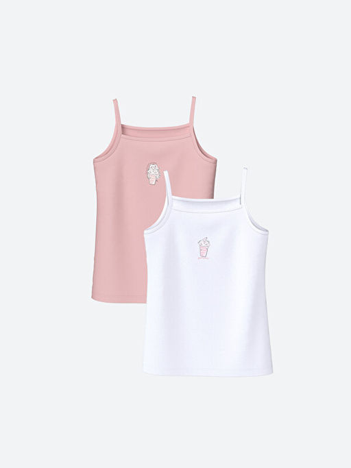 Kare Yaka Bask?l? K?z ?ocuk Atlet 2li