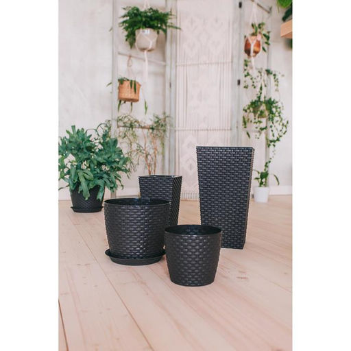 Горшок для цветов с поддоном «Ротанг», 4.7 л, d=15 см, h=14 см, пластиковый, коричневый