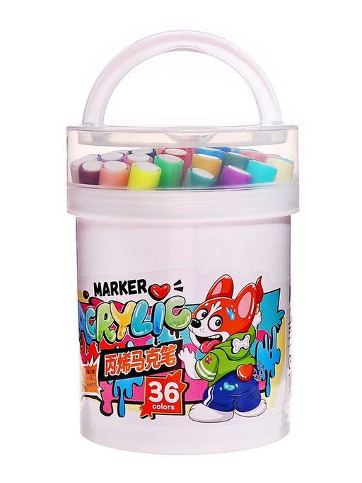 Набор акриловых маркеров, 36 цветов, в пластиковом тубусе