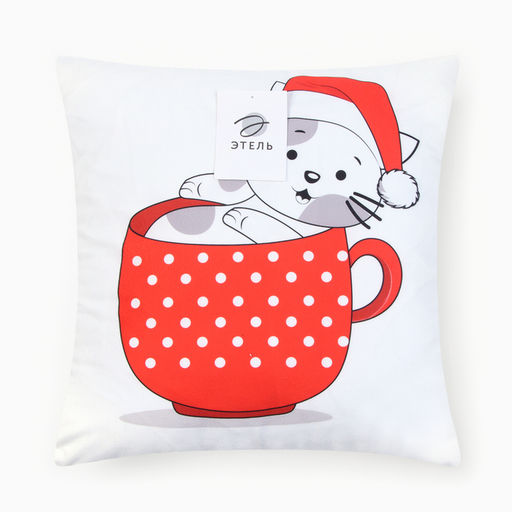 Чехол на подушку Этель Новогодняя чашка 40х40см,100% п/э фото 5