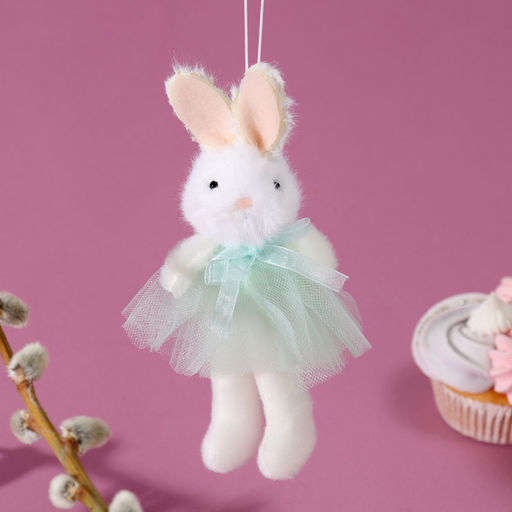 Мягкая игрушка на пасху «Зайка в платье» на подвесе, 16 см, МИКС