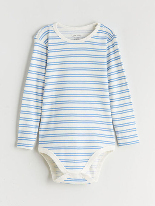 Bisiklet Yaka ?izgili Erkek Bebek ??t??tl? Body