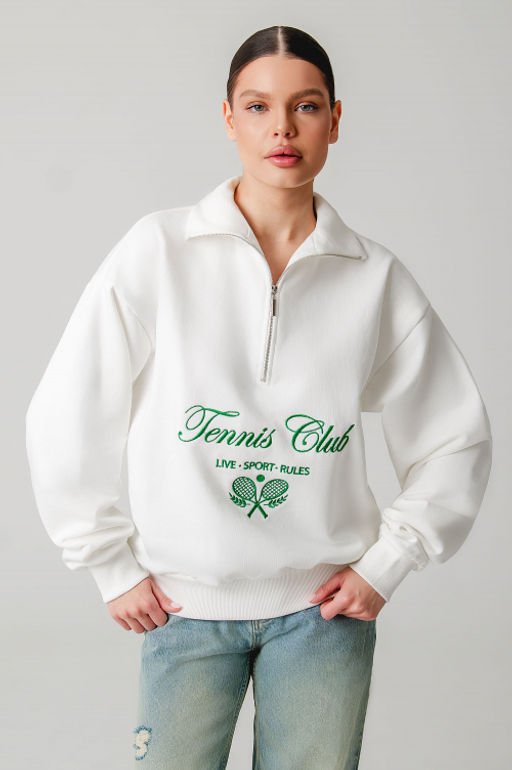 Арт. 1-5138 Свитшот женский полузамок 44-50 (4 шт) Цвет:молочный - Калинка фото 2