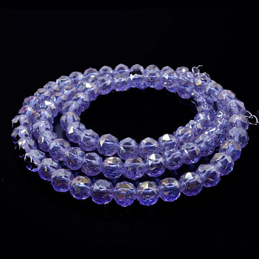 Бусы хрусталь, алмазная огранка Сиреневые 6мм