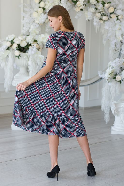 Платье женское из кулирки Кармелита серая клетка - Амадэль фото 8